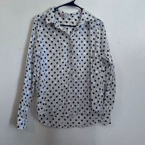 J. Crew size M  Polka Dot Popover Black/white blouse shirt